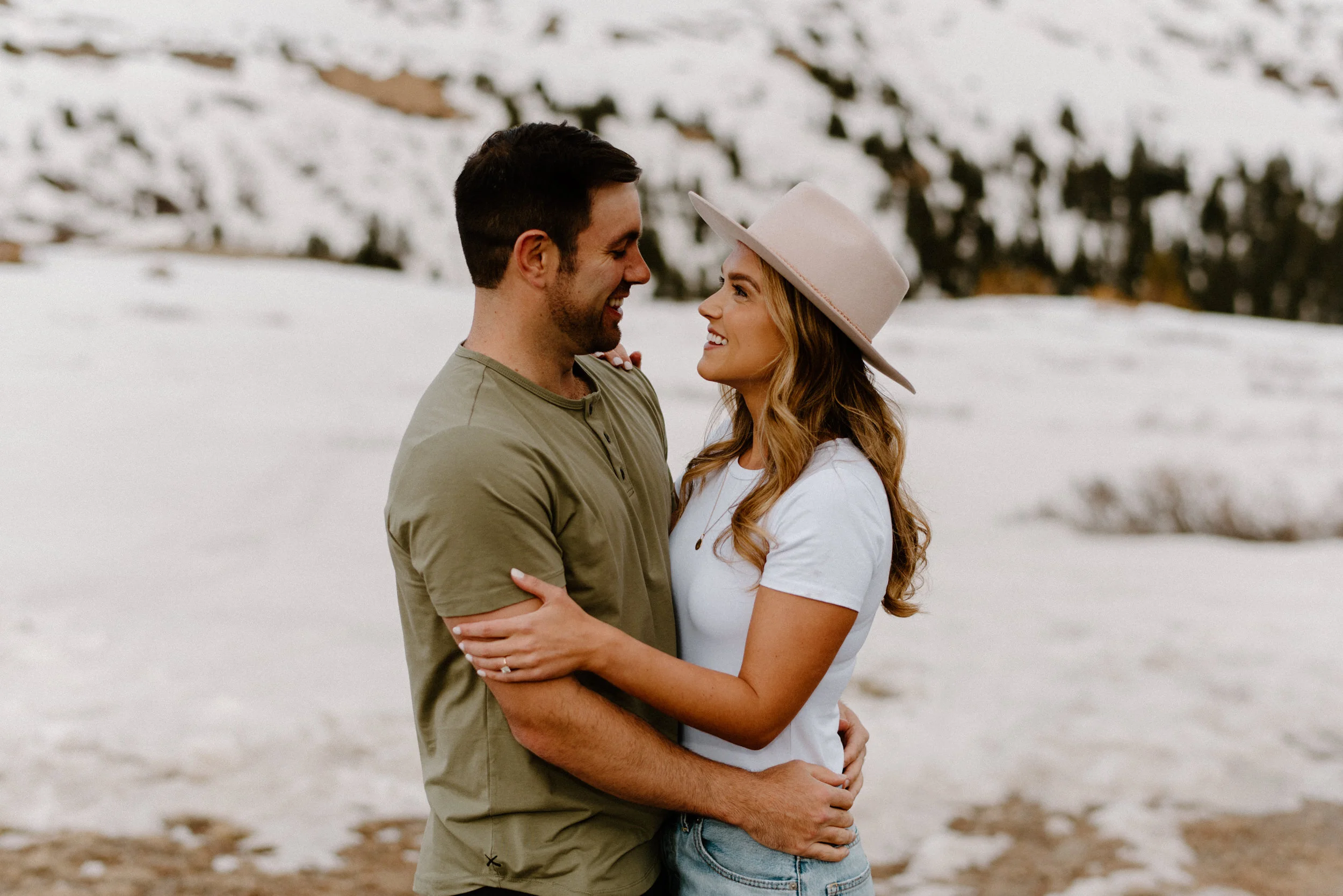 Colorado engagement session on Loveland Pass. Loveland Pass engagement photos.  Colorado wedding and elopement photographer, Alyssa Carpenter. Colorado wedding photography. Colorado adventure engagement session photographer. Mountain engagement session. Casual engagement session outfit ideas. Save the date inspiration.  