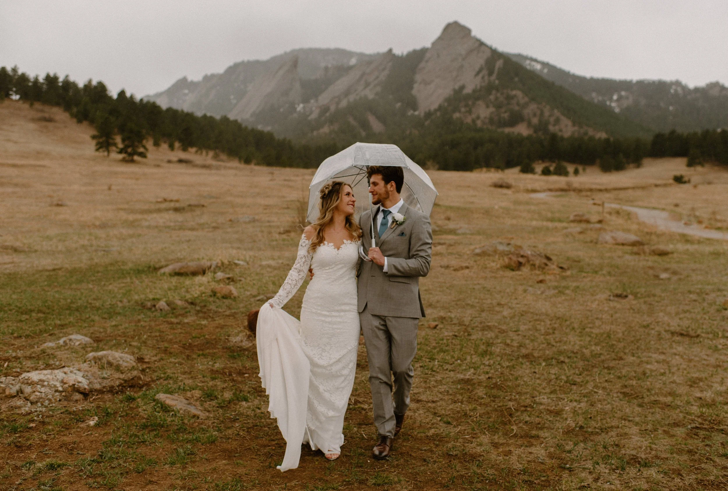  Boulder, Colorado elopement at Chautauqua Park. Rainy elopement in Boulder, Colorado. Colorado wedding and elopement photographer. Boulder, Colorado wedding photographer.  Couples portraits at the Flatirons in Boulder, Colorado. Colorado wedding photography.  