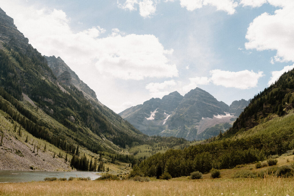 View of the Maroon Bells during an elopement