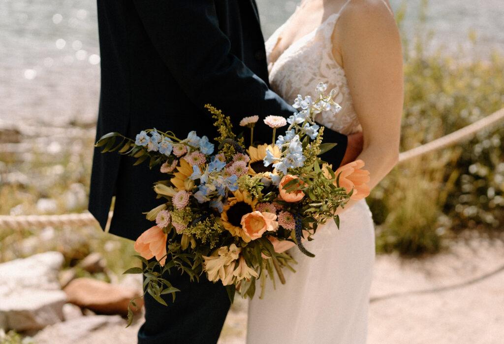 Bride's bouquet during an elopement at Maroon Bells