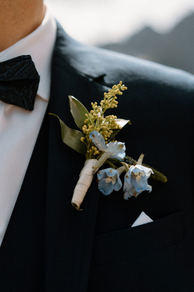 Groom's boutonniere from an elopement at Maroon Bells