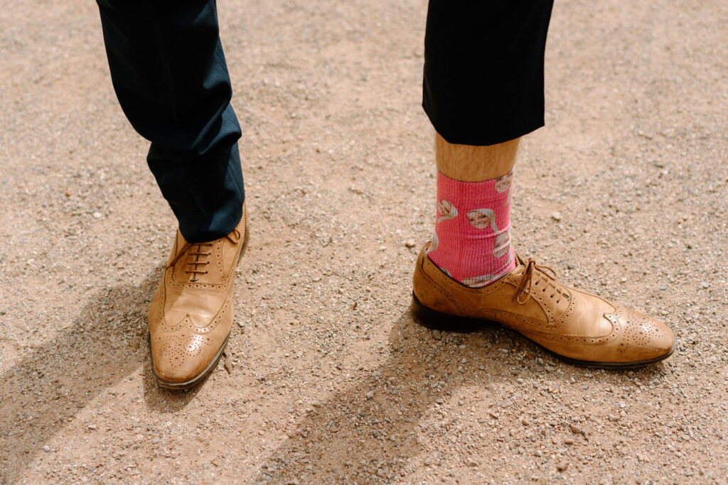 Groom's custom socks from an elopement at Maroon Bells