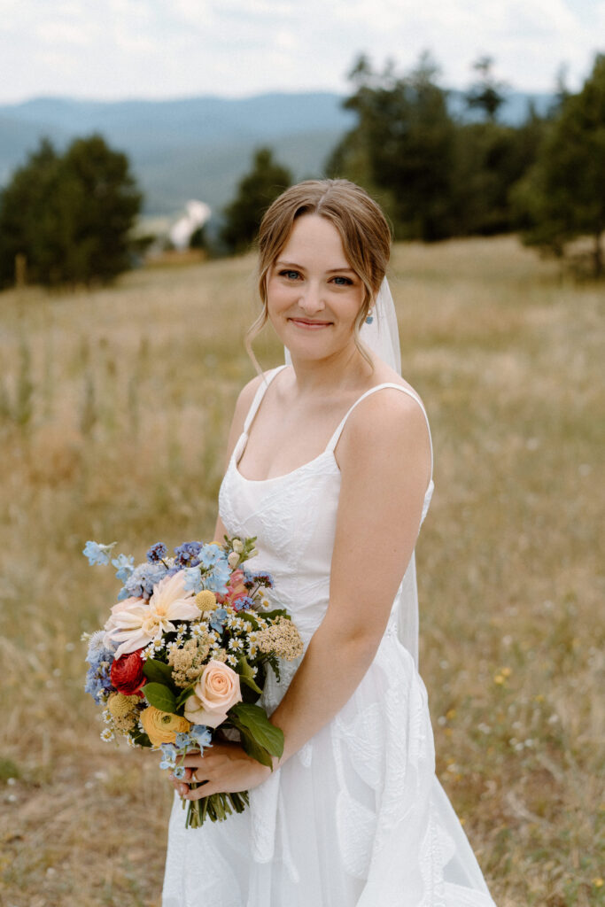 Bridal portrait on wedding day at Mt. Falcon 