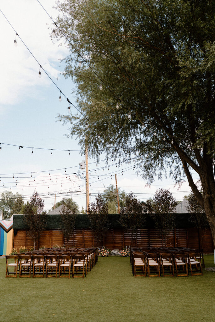 Ceremony setup from a wedding at Mountain Crust
