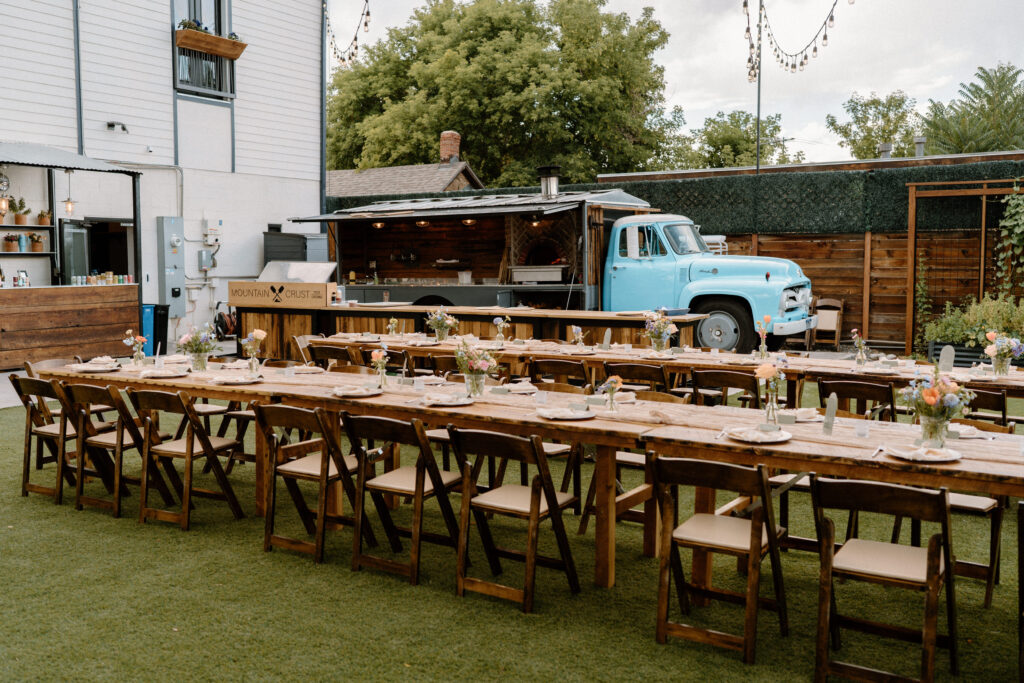 Dinner setup from a wedding at Mountain Crust