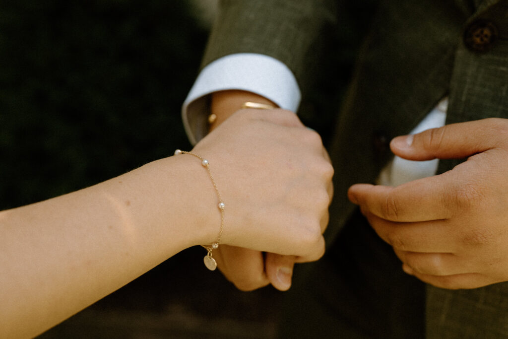 Bride showing bracelet from a wedding at Sunrise Amphitheater 