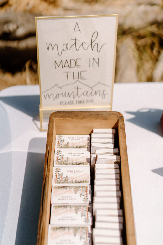 Matchbook from a wedding at Sunrise Amphitheater 