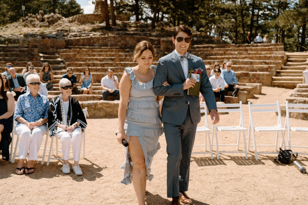 Wedding party walking down the aisle at Sunrise Amphitheater 