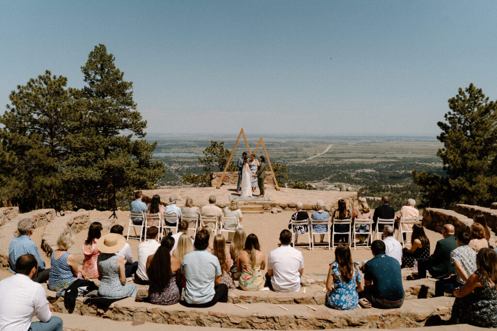 Ceremony setup with wedding party at Sunrise Amphitheater 