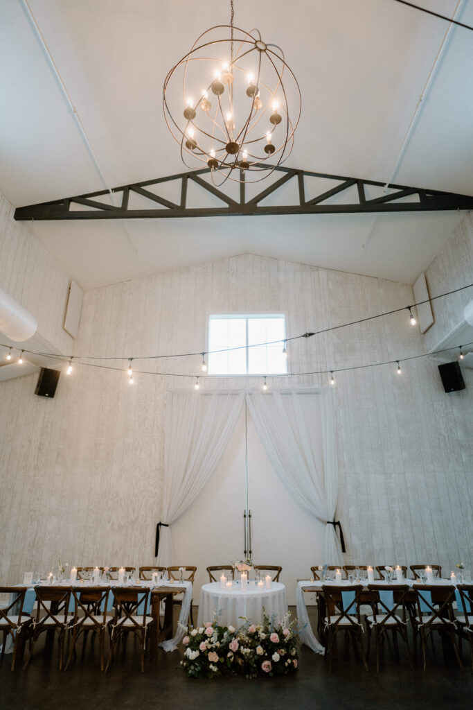 Head table set up from a wedding at Woodlands