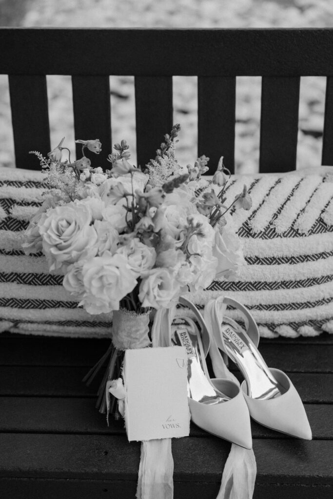 Bride's details on wedding day at Woodlands