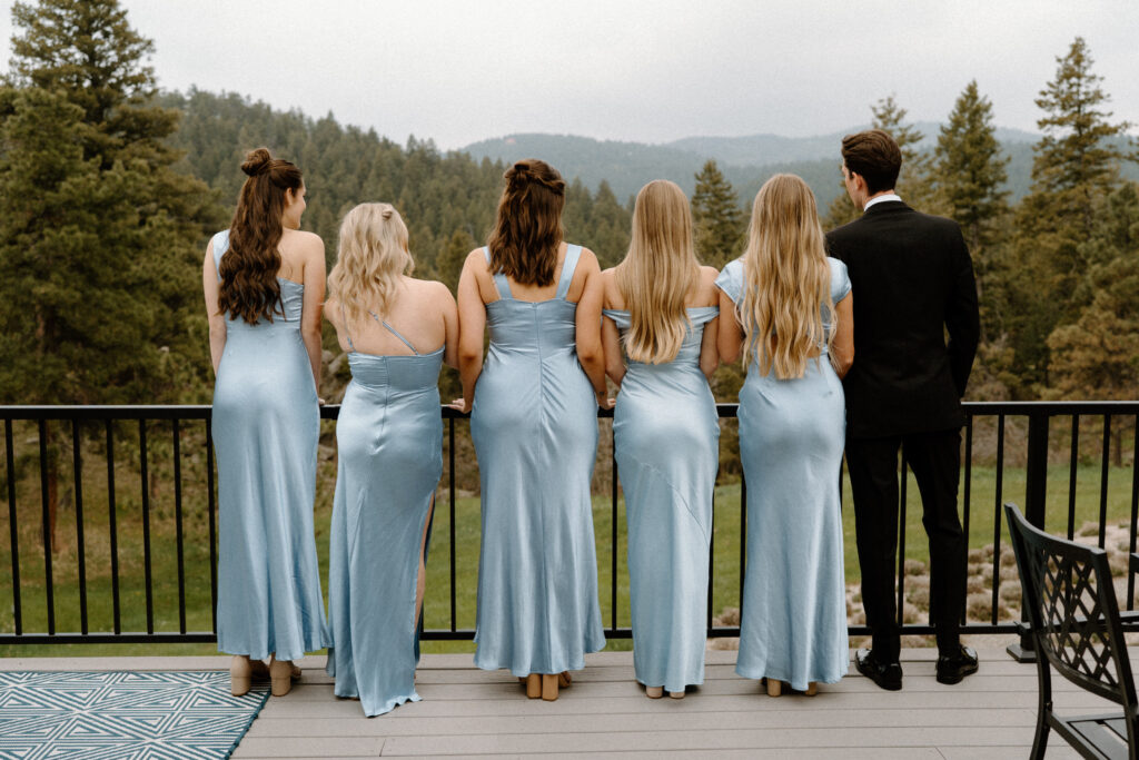 Bridal party waiting to see bride on wedding day at Woodlands