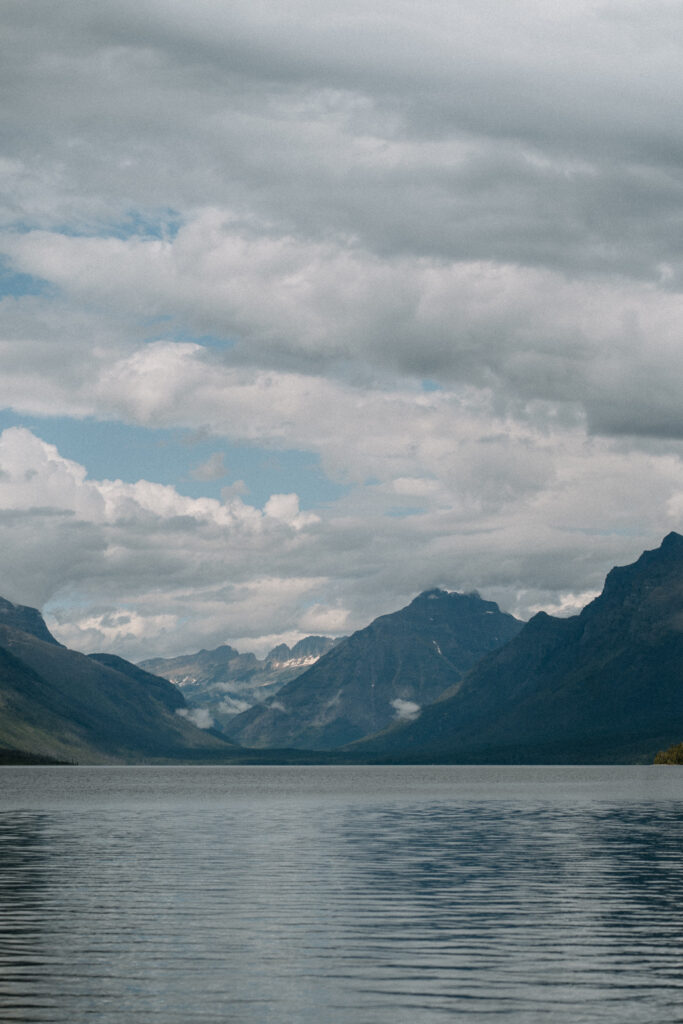 Mountain view of an elopement at Glacier National Park