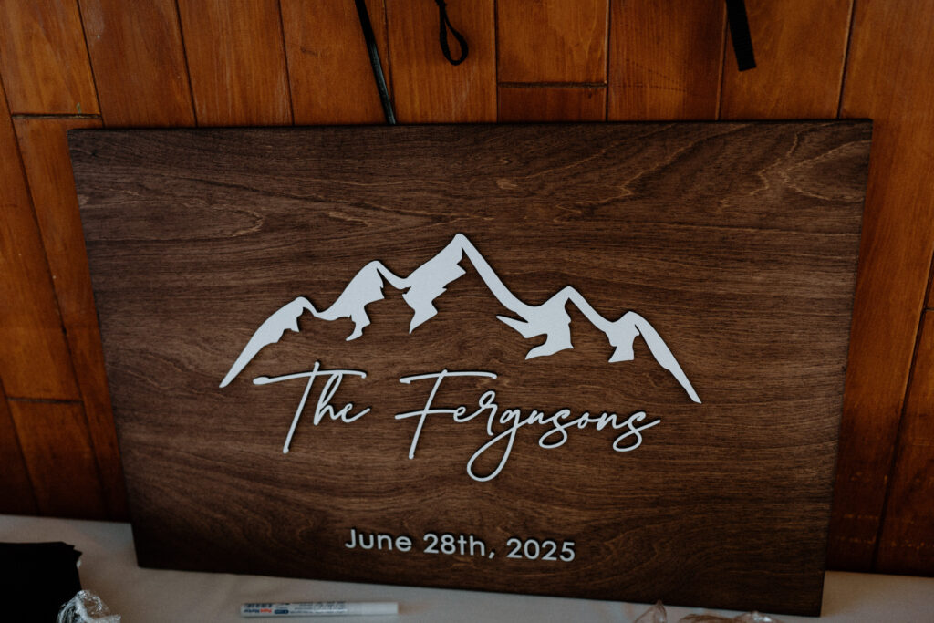 Welcome sign from a rehearsal dinner in Montana