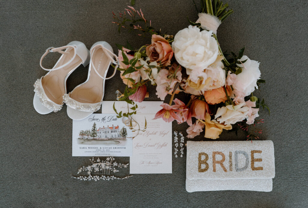 Wedding details flat lay from a wedding