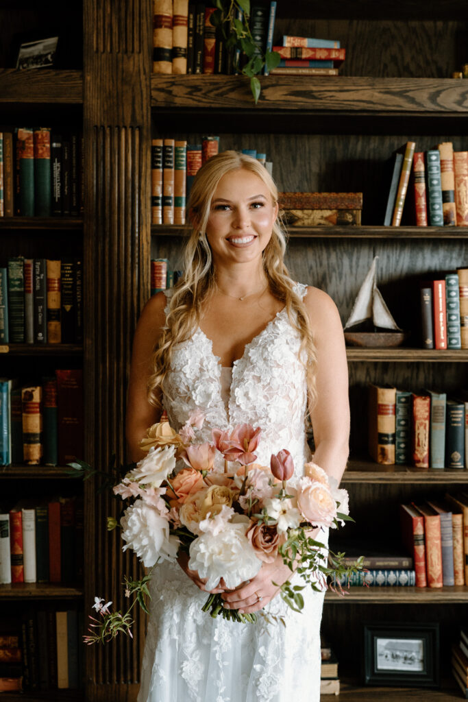 Bride smiling on wedding day at The Manor House